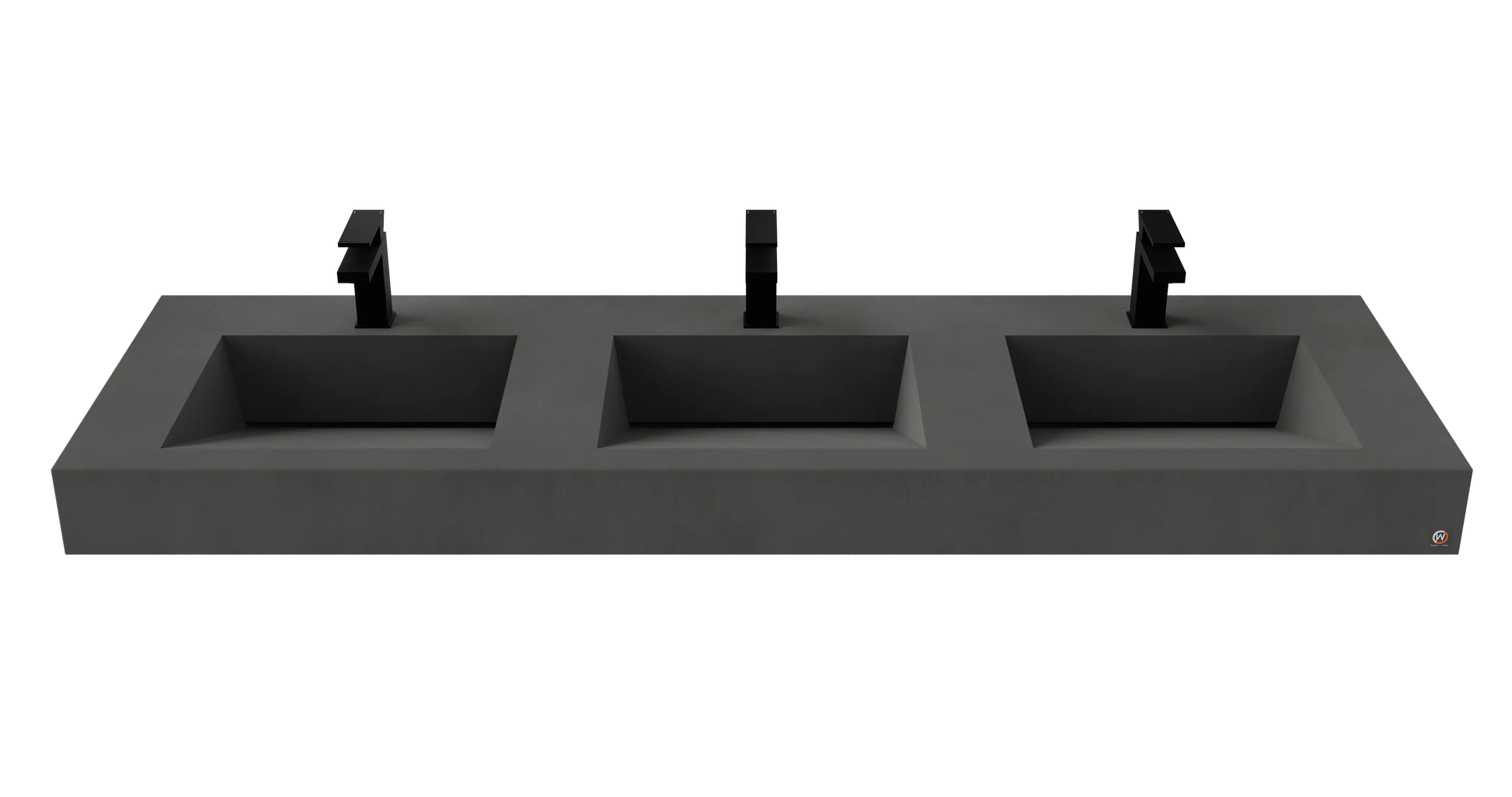 72" Wall Hung With 3 x 17" Concrete Ramp Sinks CustomCreteWerks