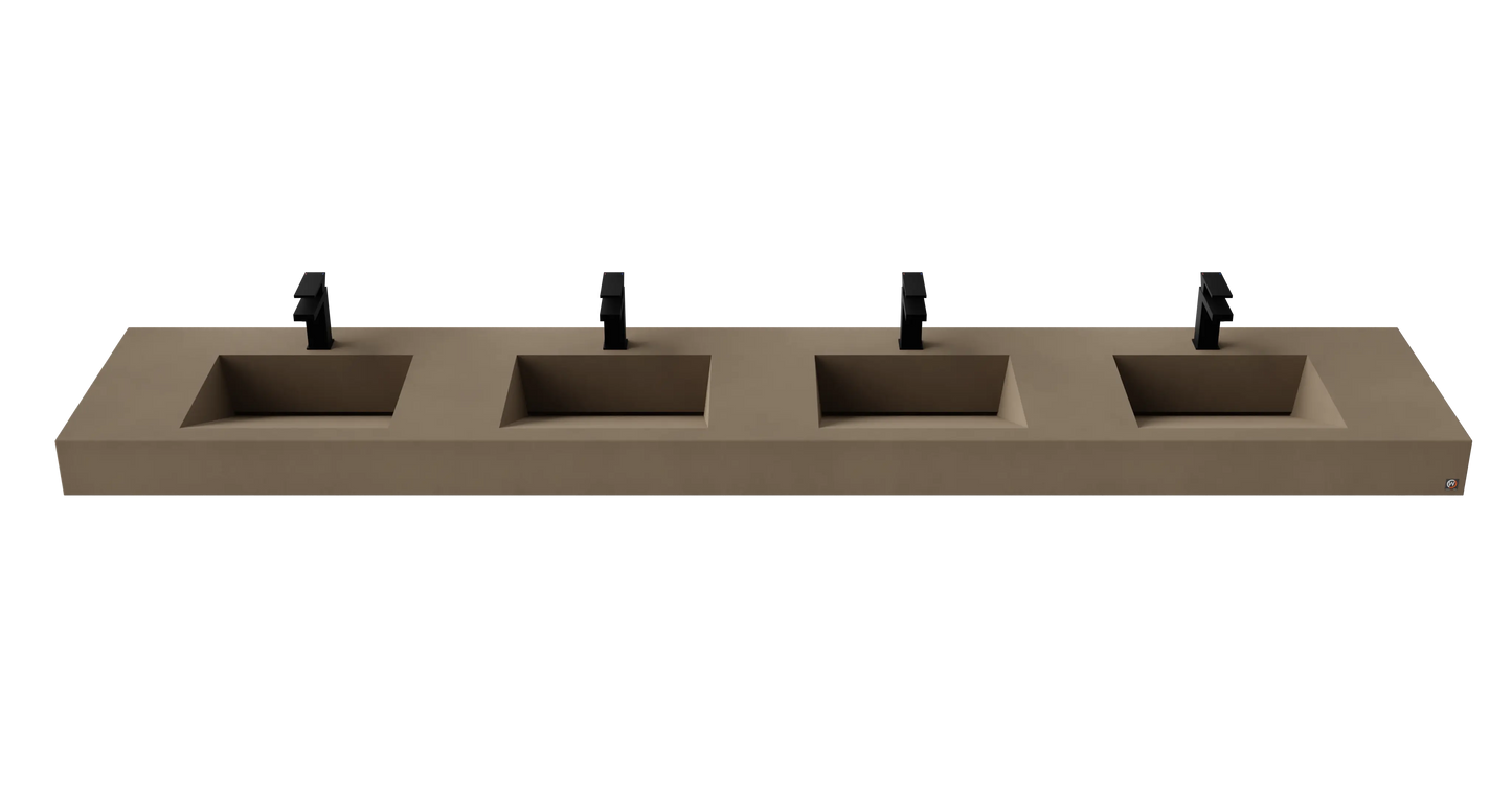 114" Wall Hung Concrete Four Station Ramp Sinks CustomCreteWerks