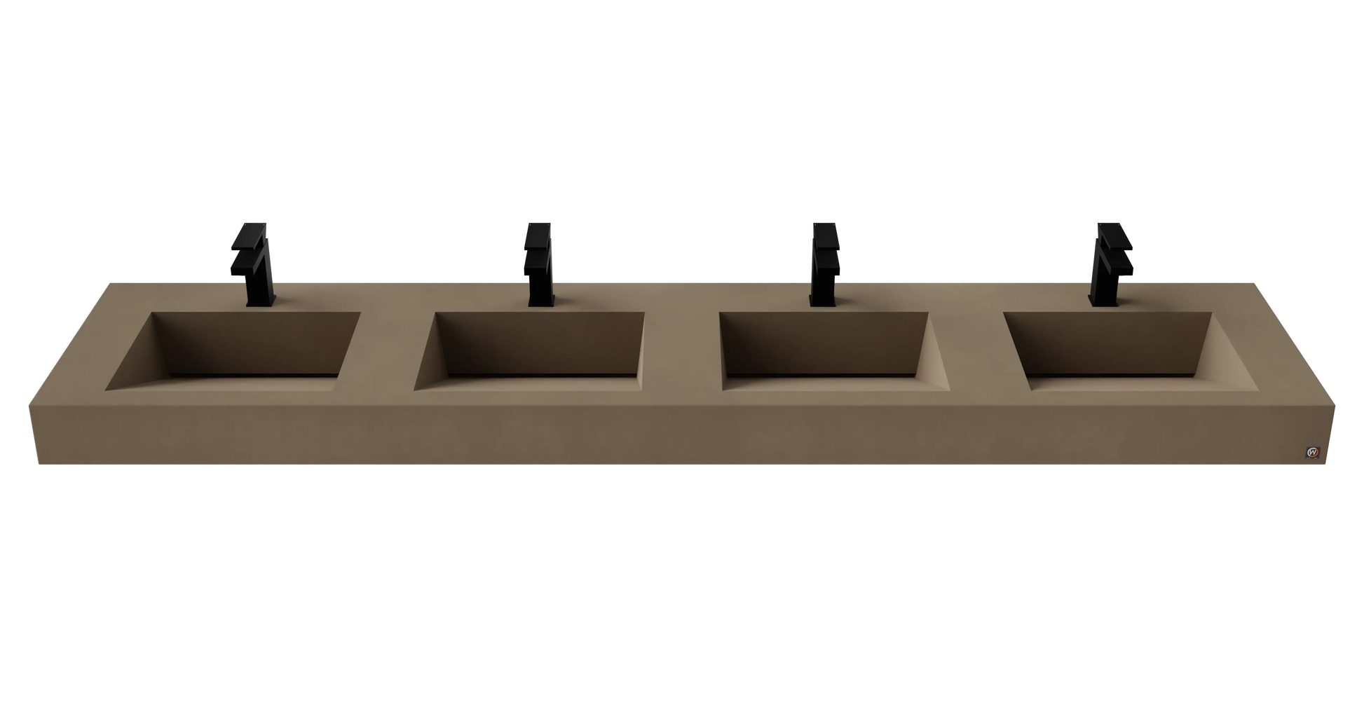 96" Wall Hung With 4 x 17" Concrete Ramp Sinks CustomCreteWerks