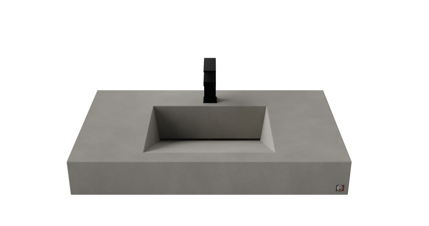 36" Wall Hung Concrete Ramp Sink CustomCreteWerks