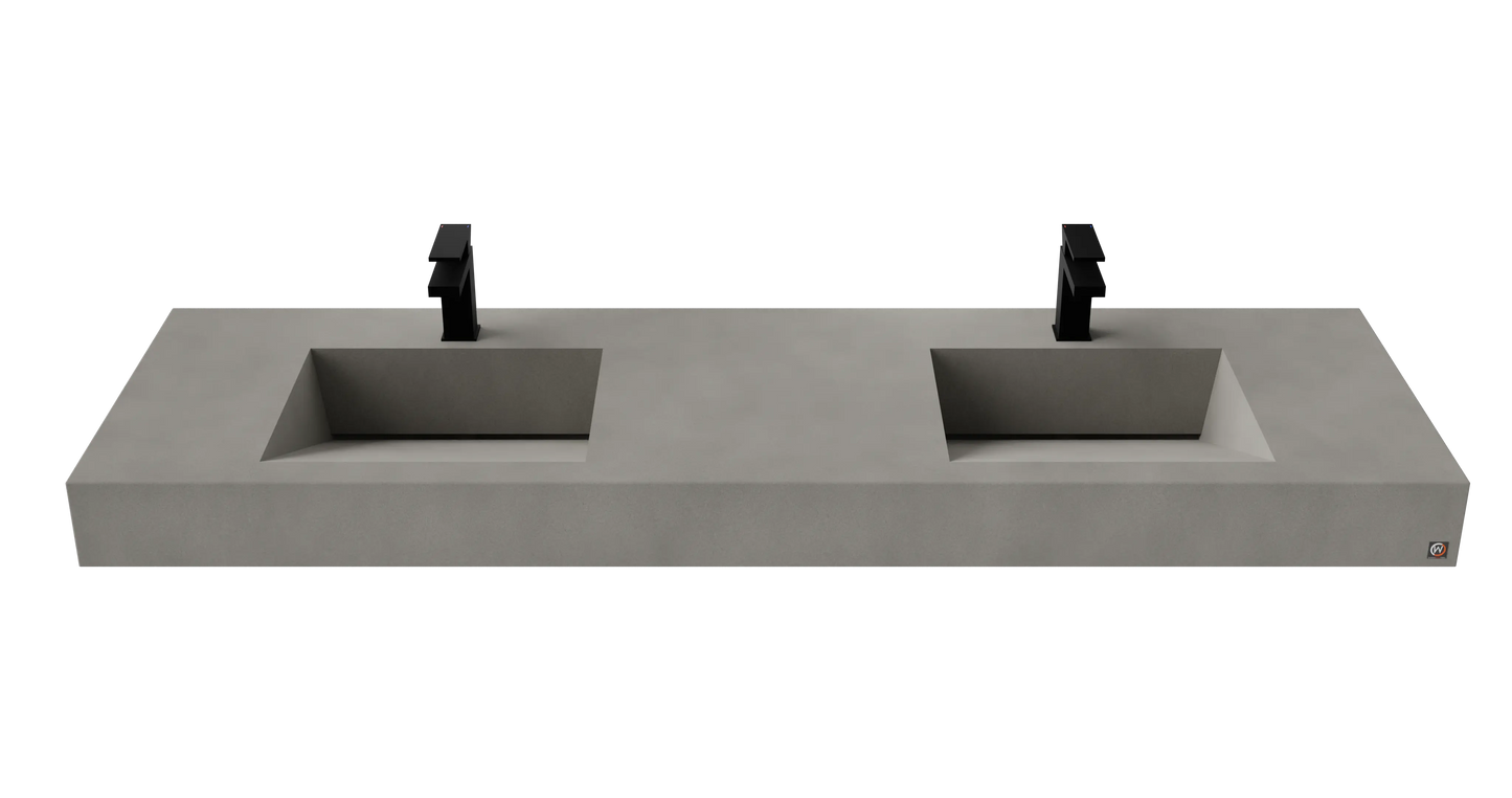 72" Wall Hung With 2 x 17" Concrete Ramp Sinks CustomCreteWerks