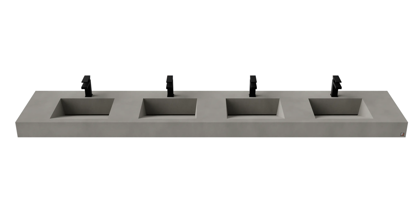 114" Wall Hung Concrete Four Station Ramp Sinks CustomCreteWerks