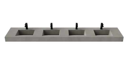 114" Wall Hung Concrete Four Station Ramp Sinks CustomCreteWerks