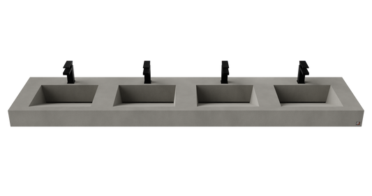 96" Wall Hung With 4 x 17" Concrete Ramp Sinks