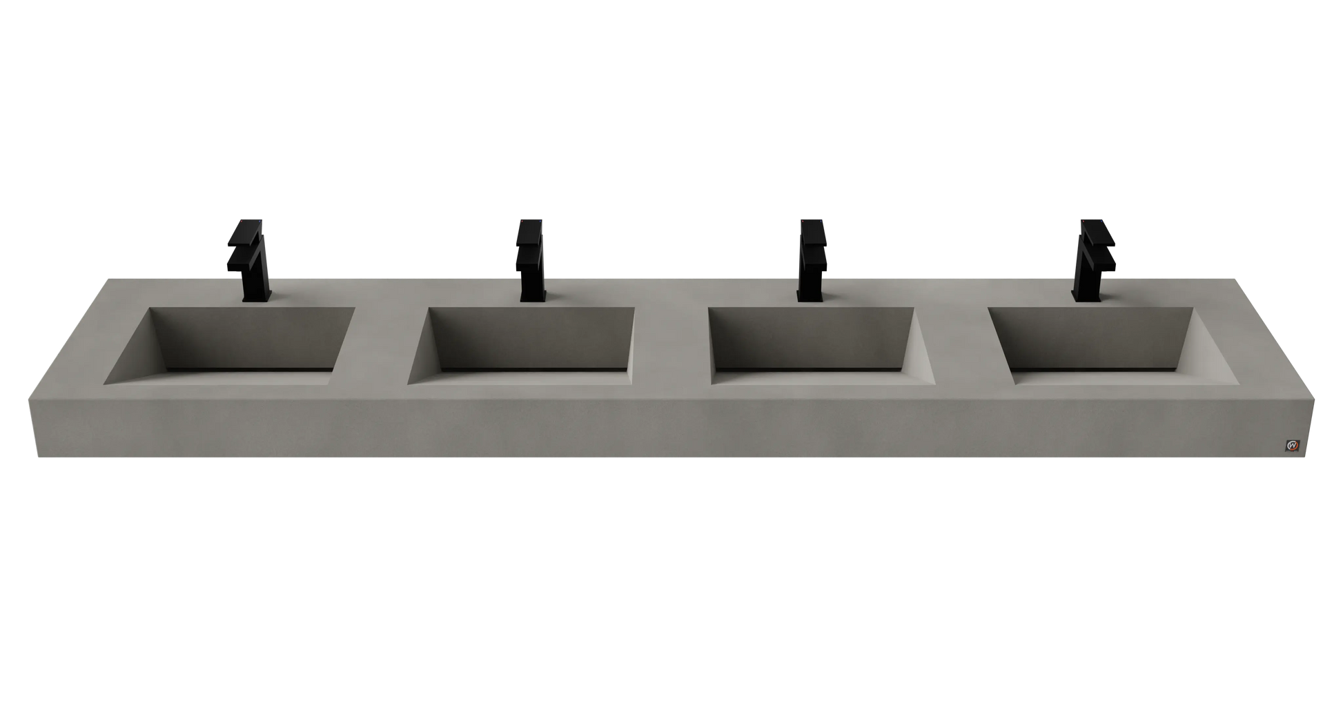 96" Wall Hung With 4 x 17" Concrete Ramp Sinks CustomCreteWerks
