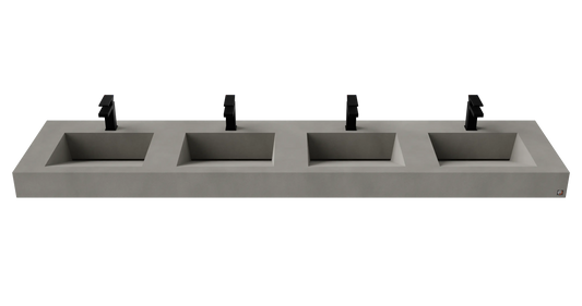 96" Wall Hung With 4 x 17" Concrete Ramp Sinks CustomCreteWerks