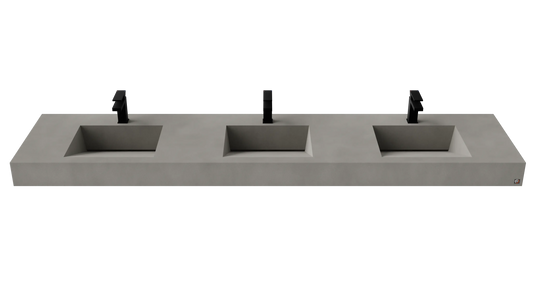 96" Wall Hung With 3 x 17" Concrete Ramp Sinks CustomCreteWerks