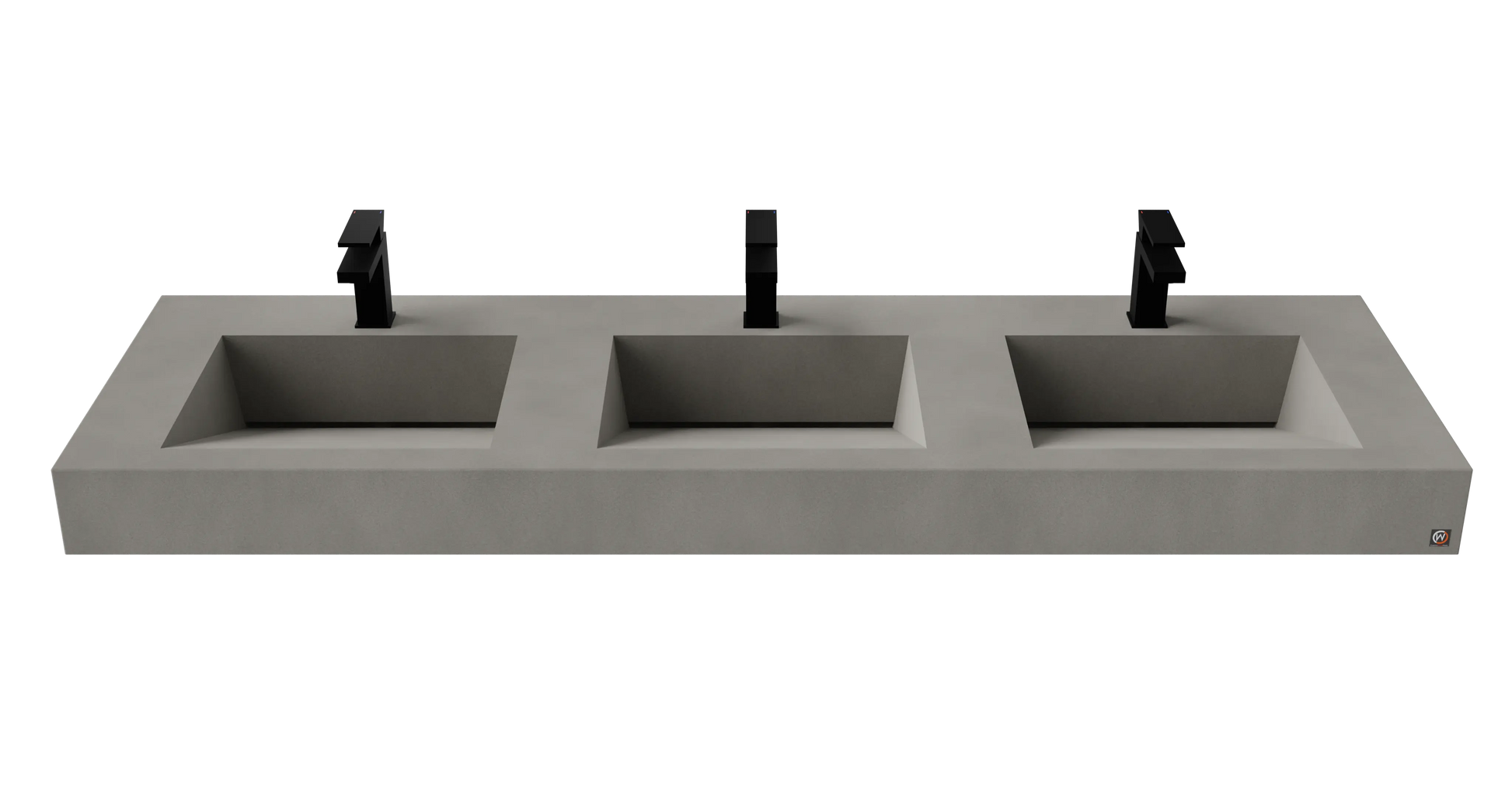 72" Wall Hung With 3 x 17" Concrete Ramp Sinks CustomCreteWerks