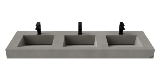72" Wall Hung With 3 x 17" Concrete Ramp Sinks CustomCreteWerks