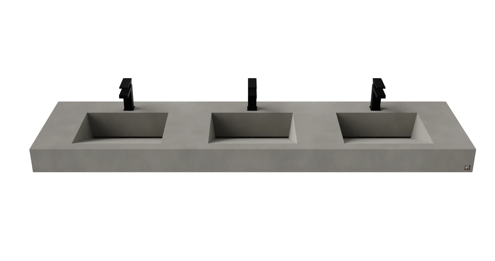 84" Wall Hung With 3 x 17" Concrete Ramp Sinks CustomCreteWerks