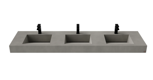 84" Wall Hung With 3 x 17" Concrete Ramp Sinks CustomCreteWerks