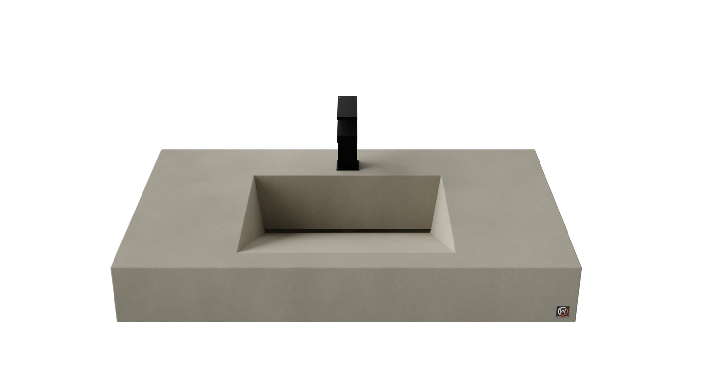 36" Wall Hung Concrete Ramp Sink CustomCreteWerks