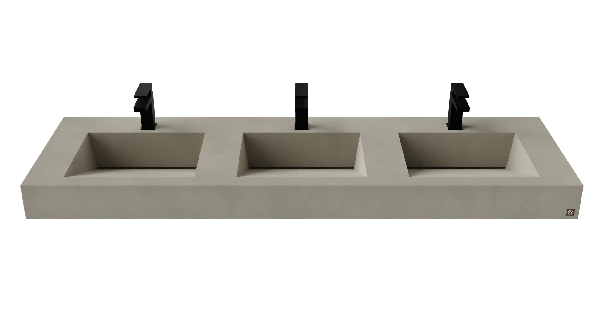 72" Wall Hung With 3 x 17" Concrete Ramp Sinks CustomCreteWerks