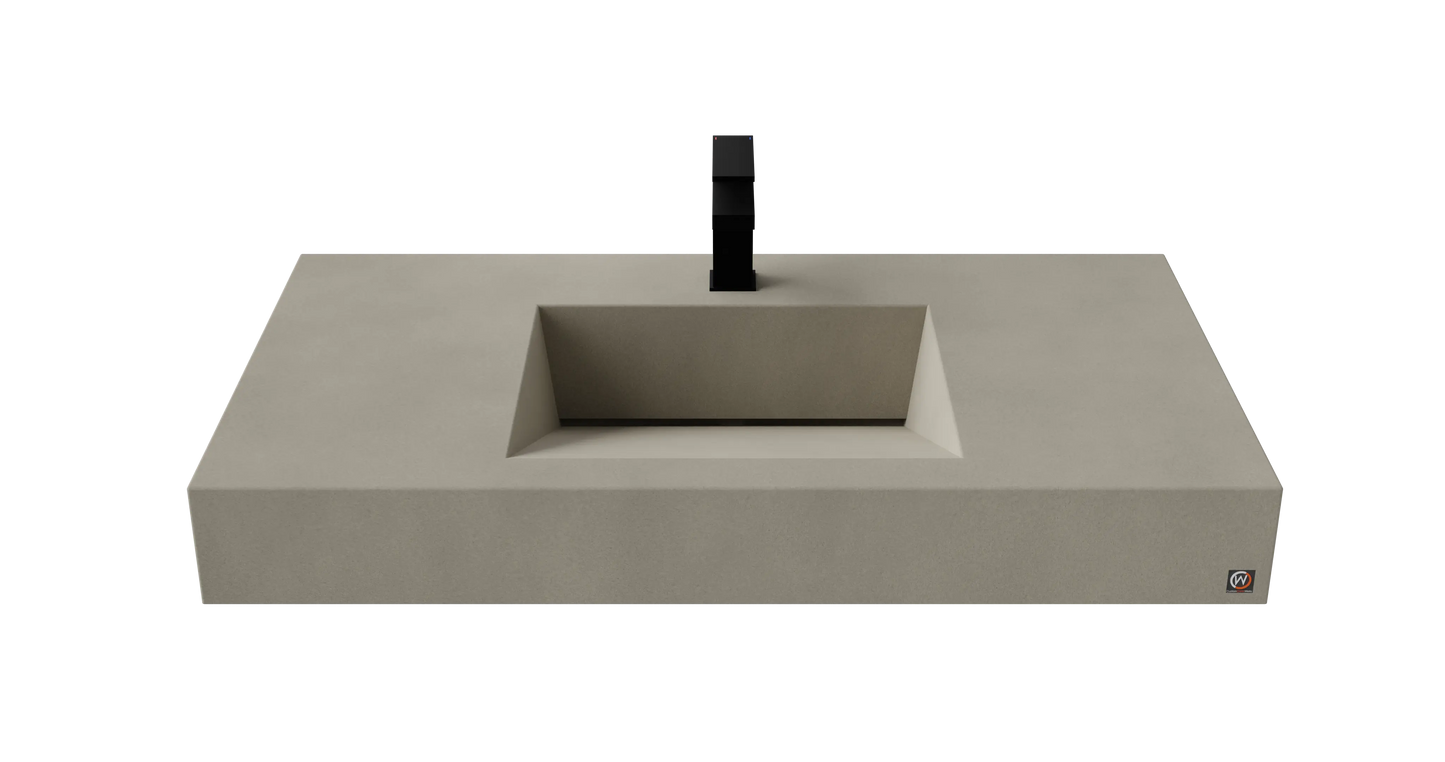 40" Wall Hung Concrete Ramp Sink CustomCreteWerks