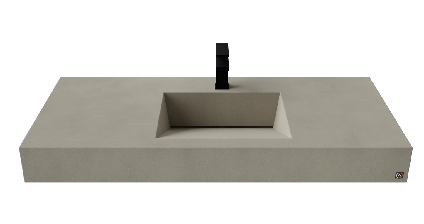 48" Wall Hung Concrete Ramp Sink CustomCreteWerks