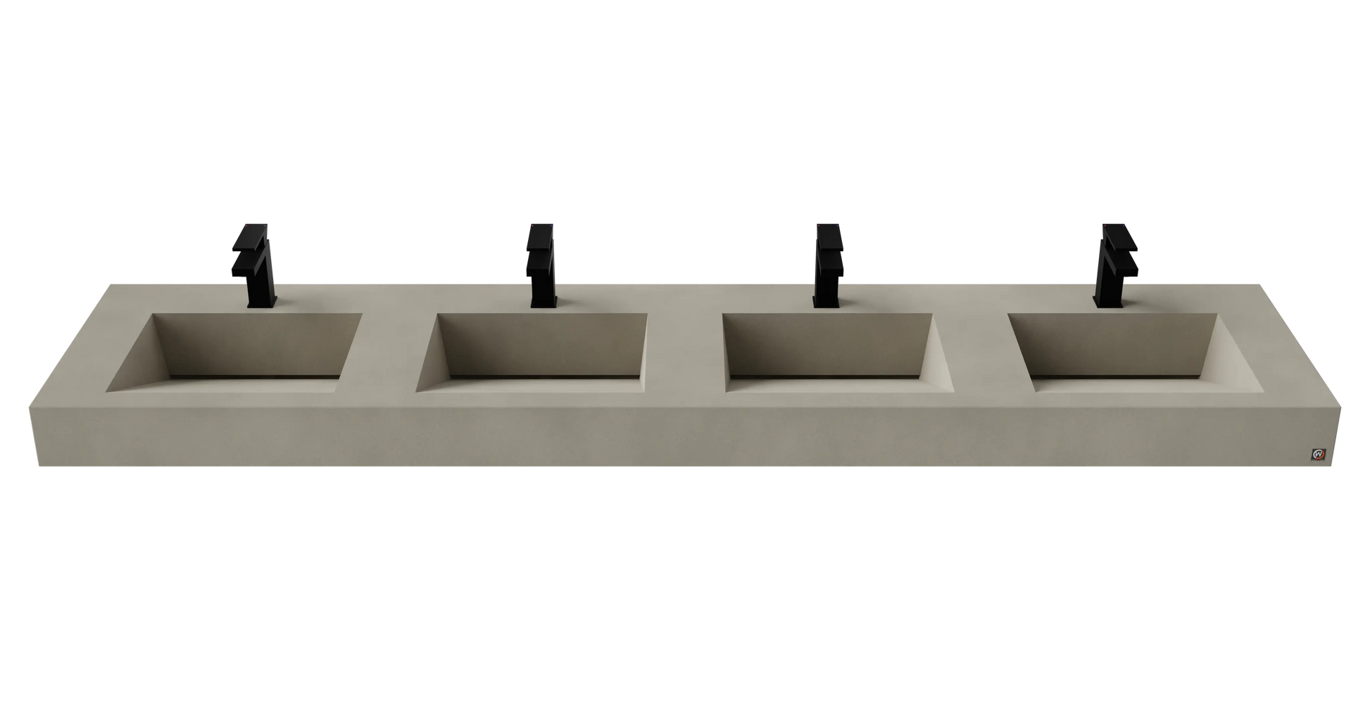 96" Wall Hung With 4 x 17" Concrete Ramp Sinks CustomCreteWerks