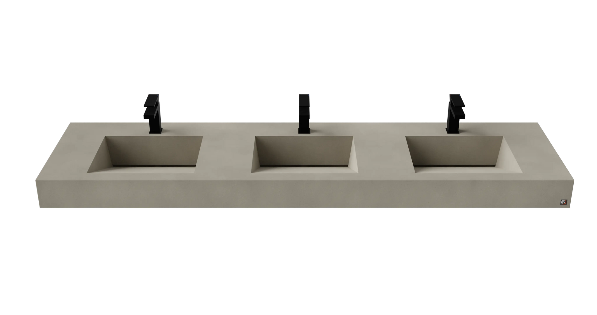 84" Wall Hung With 3 x 17" Concrete Ramp Sinks CustomCreteWerks