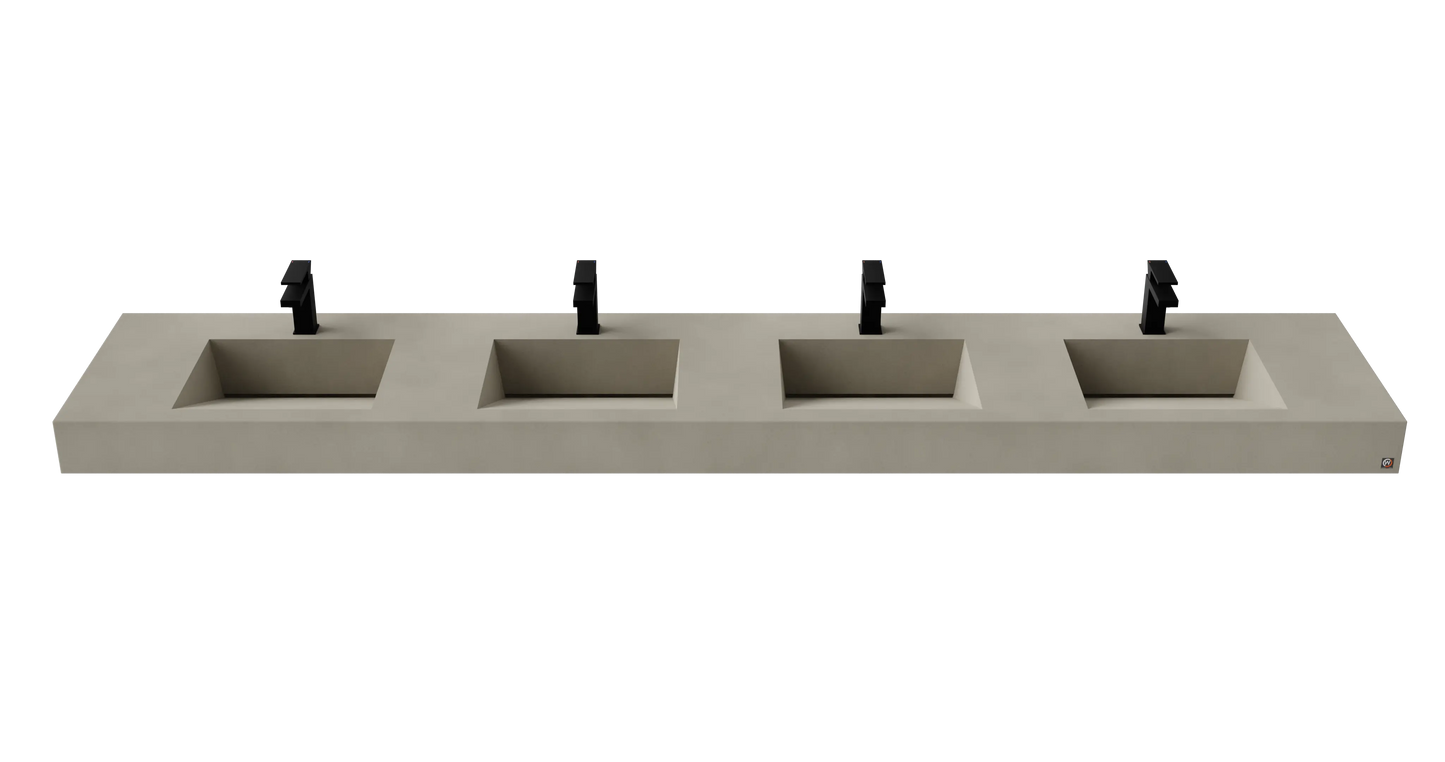 114" Wall Hung Concrete Four Station Ramp Sinks CustomCreteWerks