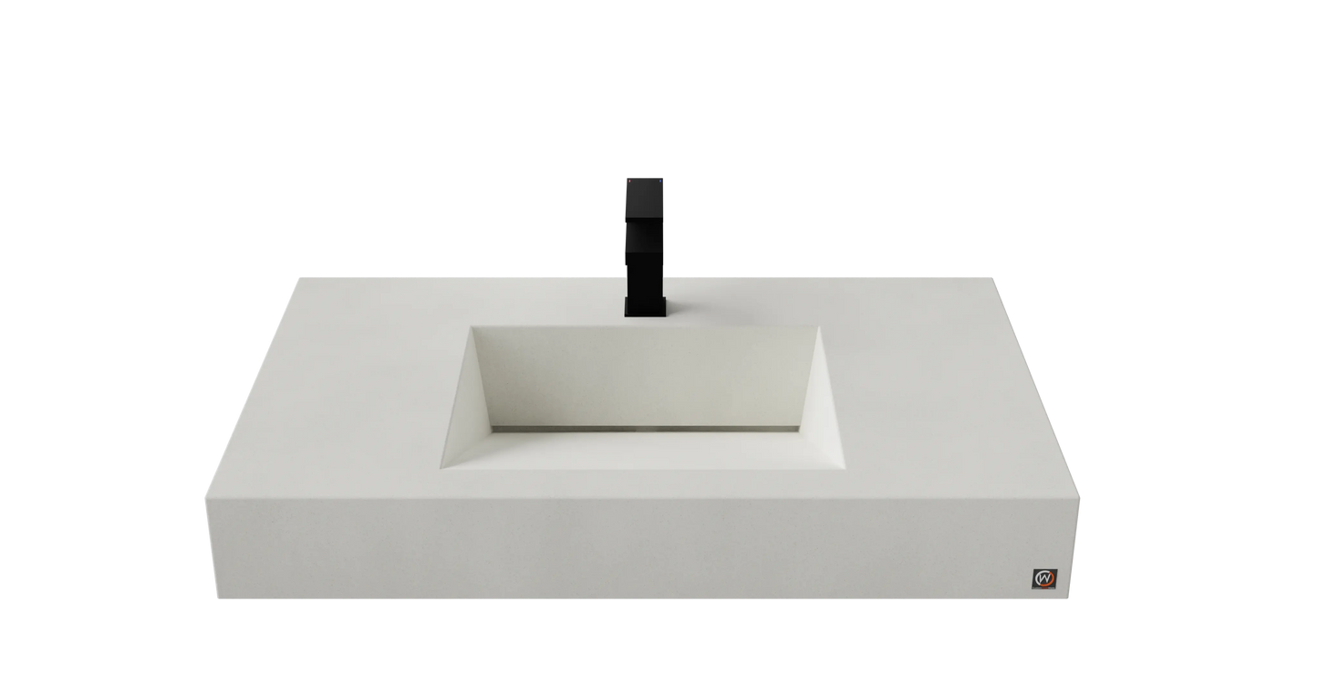 36" Wall Hung Concrete Ramp Sink CustomCreteWerks