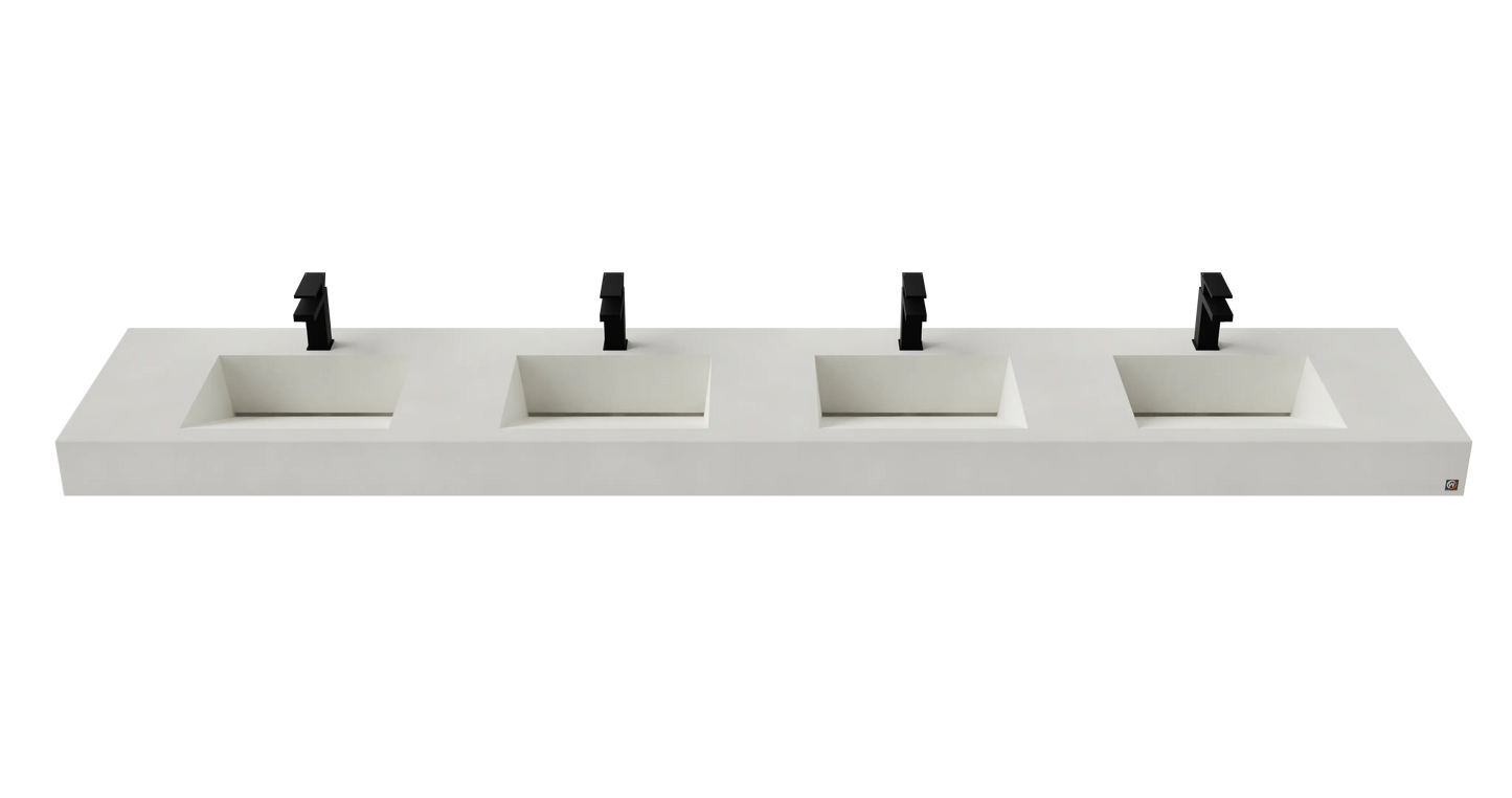 114" Wall Hung Concrete Four Station Ramp Sinks CustomCreteWerks