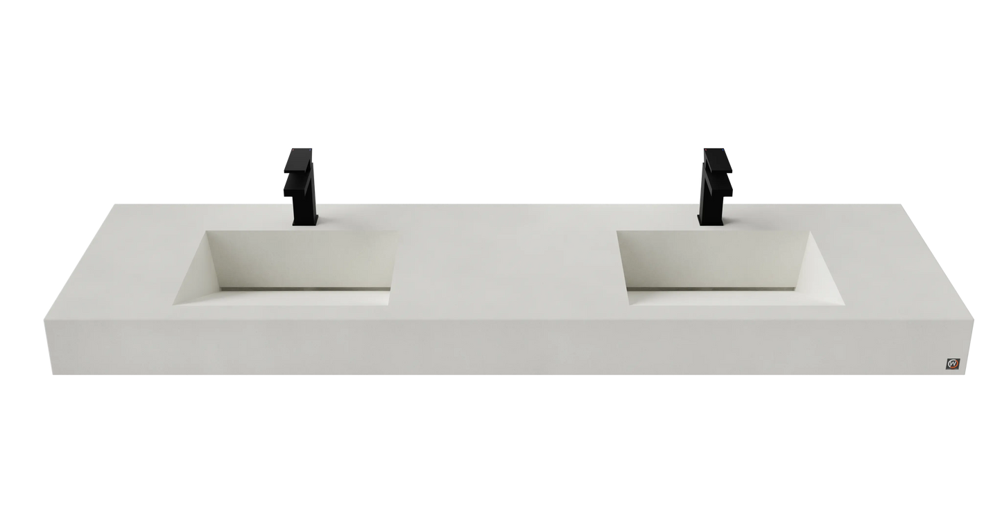 72" Wall Hung With 2 x 17" Concrete Ramp Sinks CustomCreteWerks