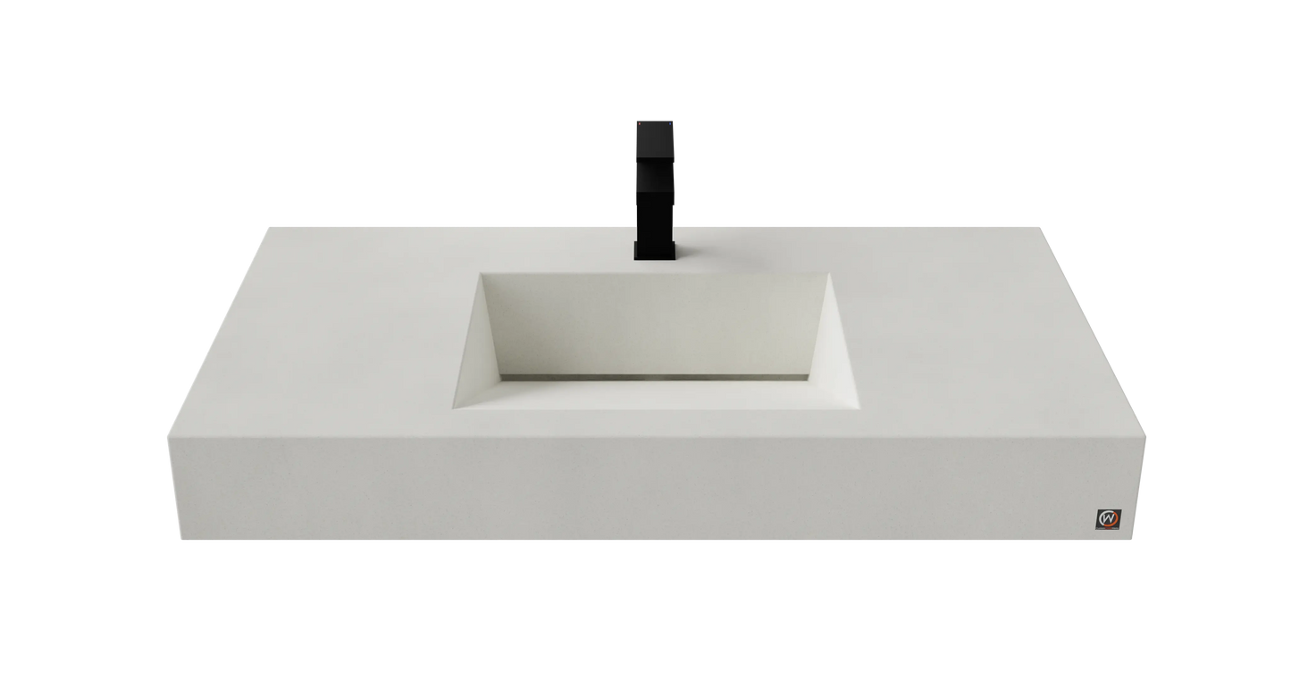 40" Wall Hung Concrete Ramp Sink CustomCreteWerks