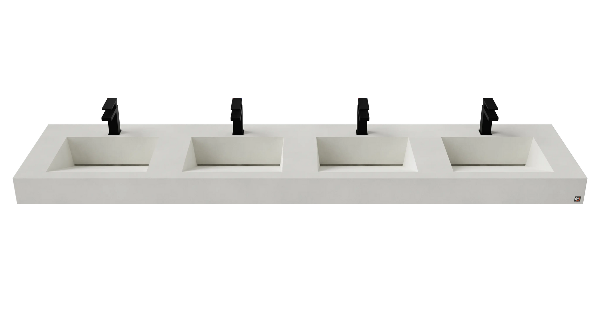 96" Wall Hung With 4 x 17" Concrete Ramp Sinks CustomCreteWerks
