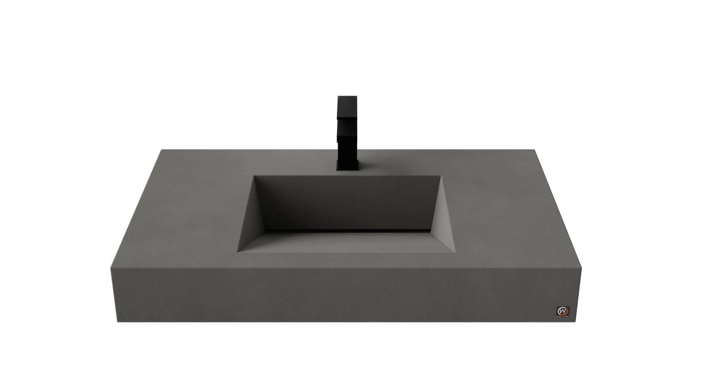 36" Wall Hung Concrete Ramp Sink CustomCreteWerks
