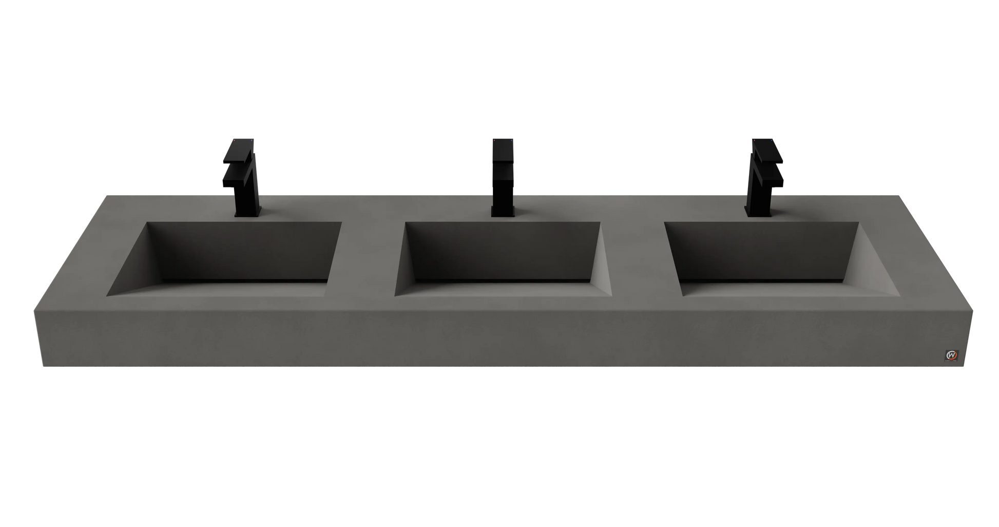 72" Wall Hung With 3 x 17" Concrete Ramp Sinks CustomCreteWerks