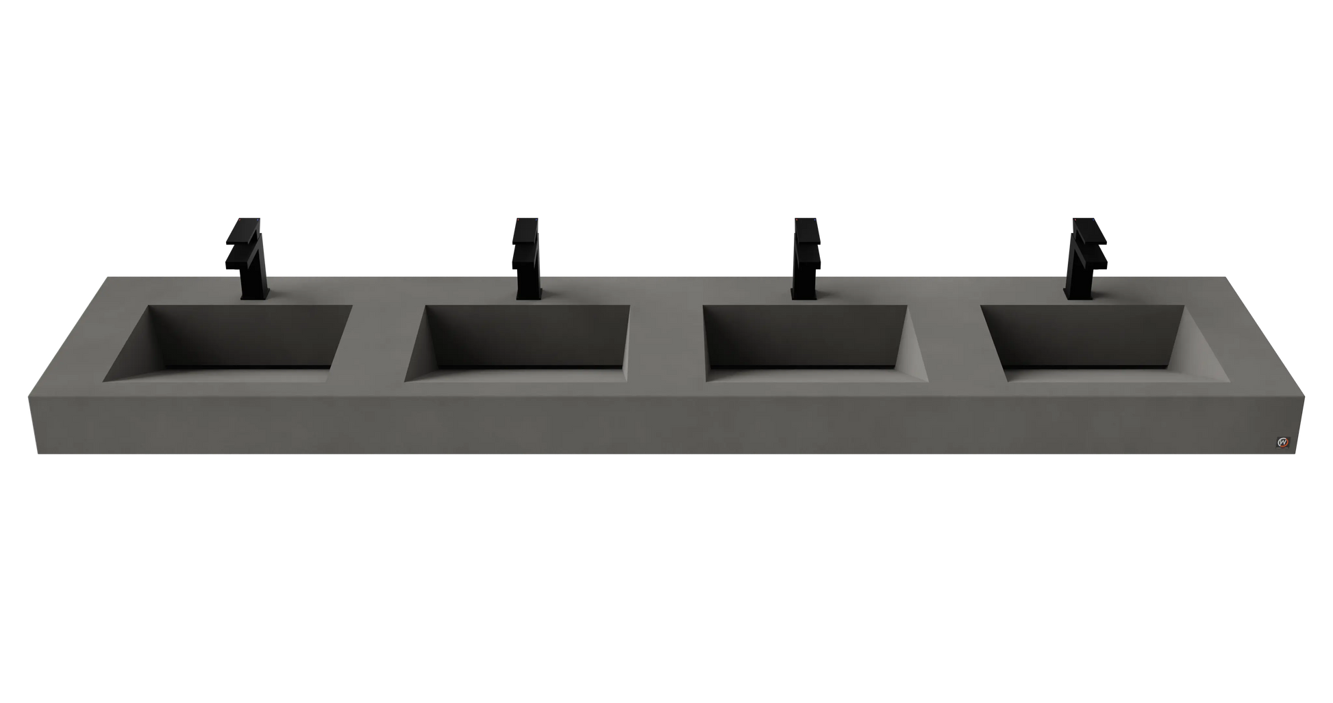 96" Wall Hung With 4 x 17" Concrete Ramp Sinks CustomCreteWerks