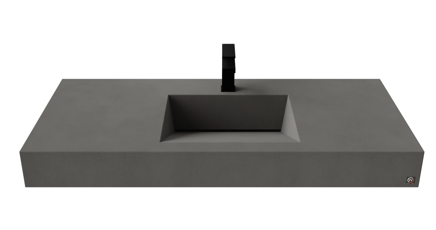 48" Wall Hung Concrete Ramp Sink CustomCreteWerks