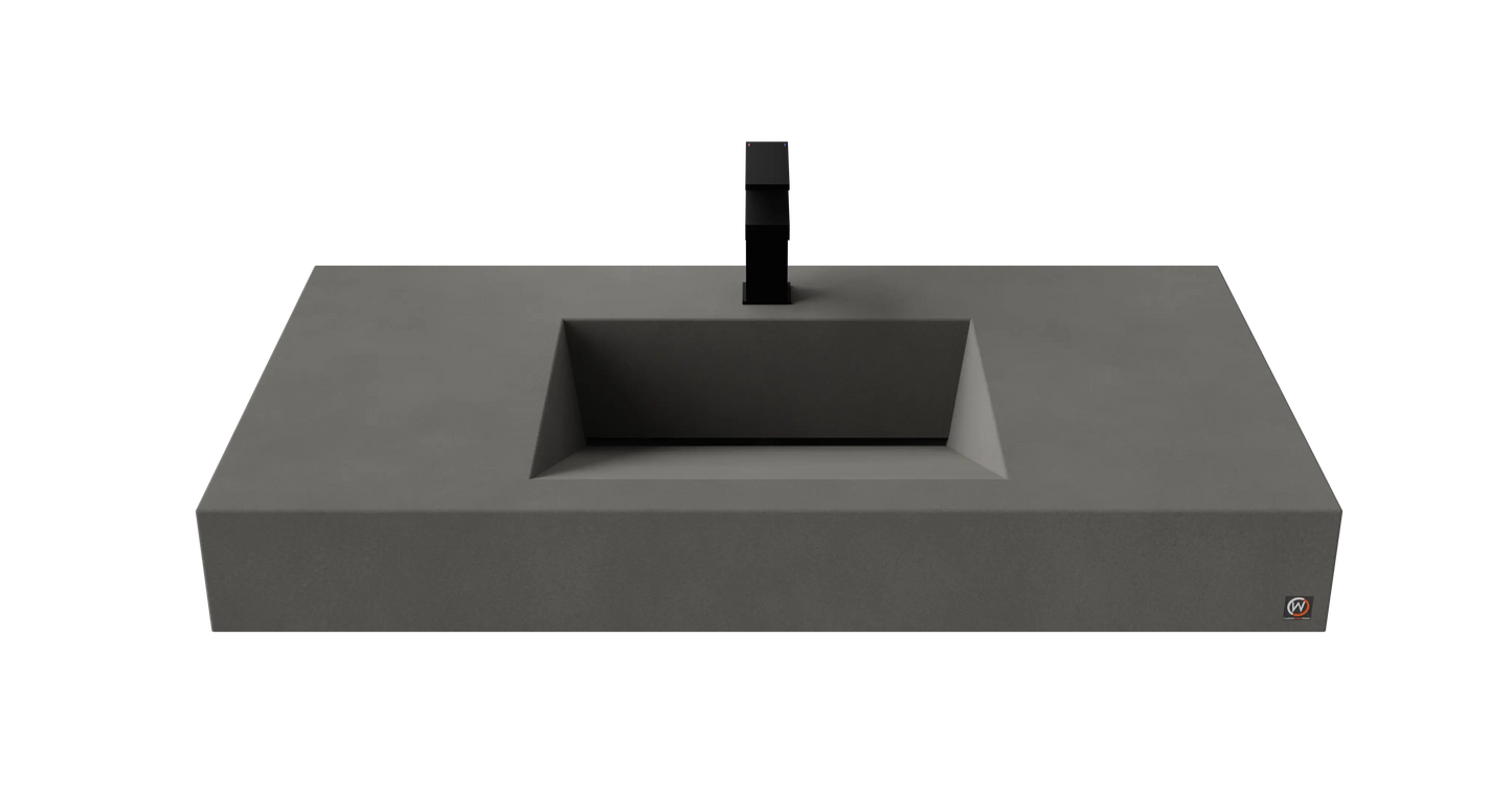 40" Wall Hung Concrete Ramp Sink CustomCreteWerks