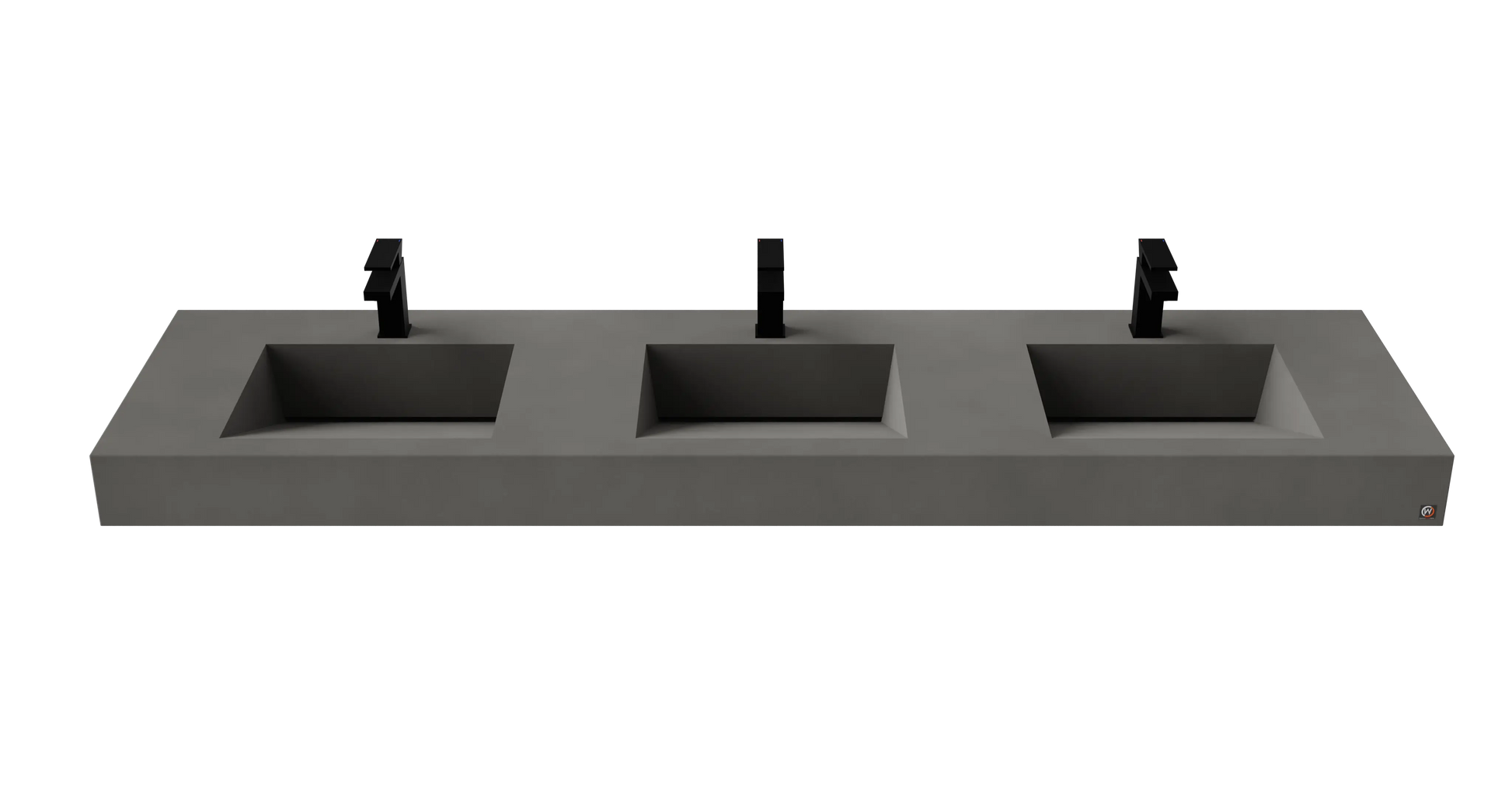 84" Wall Hung With 3 x 17" Concrete Ramp Sinks CustomCreteWerks