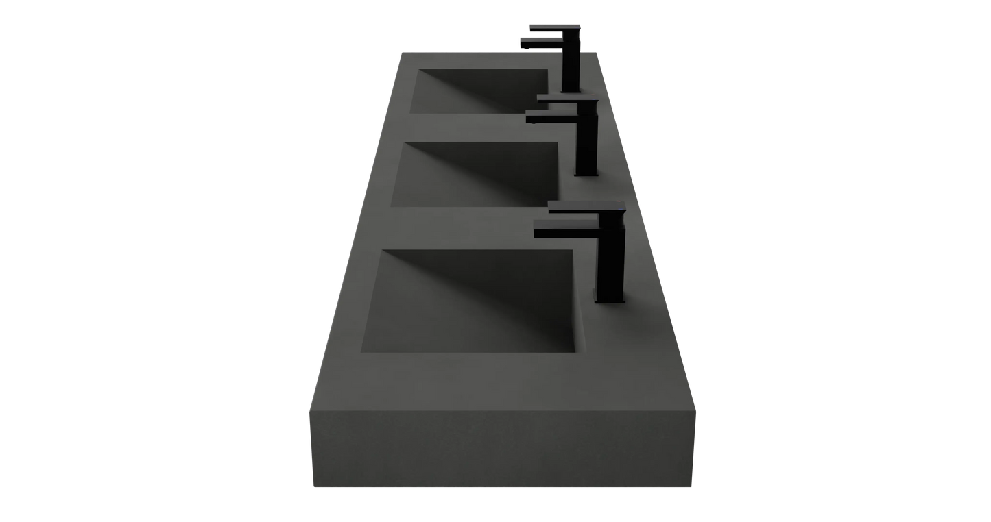 84" Wall Hung With 3 x 17" Concrete Ramp Sinks CustomCreteWerks