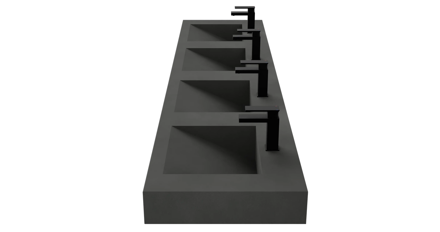 96" Wall Hung With 4 x 17" Concrete Ramp Sinks CustomCreteWerks