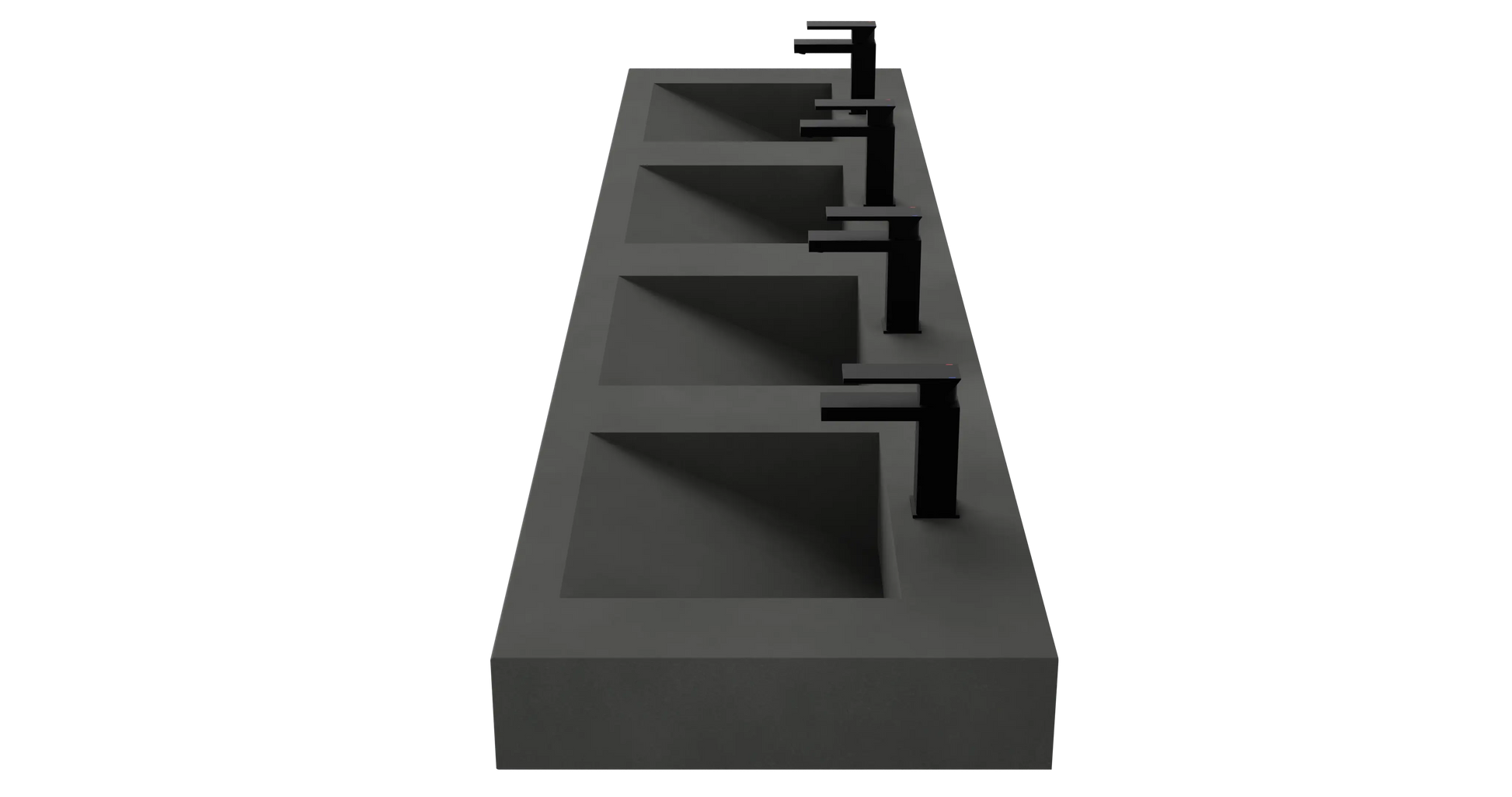 96" Wall Hung With 4 x 17" Concrete Ramp Sinks CustomCreteWerks