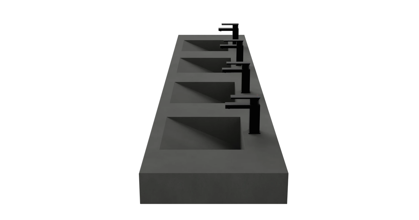114" Wall Hung Concrete Four Station Ramp Sinks CustomCreteWerks