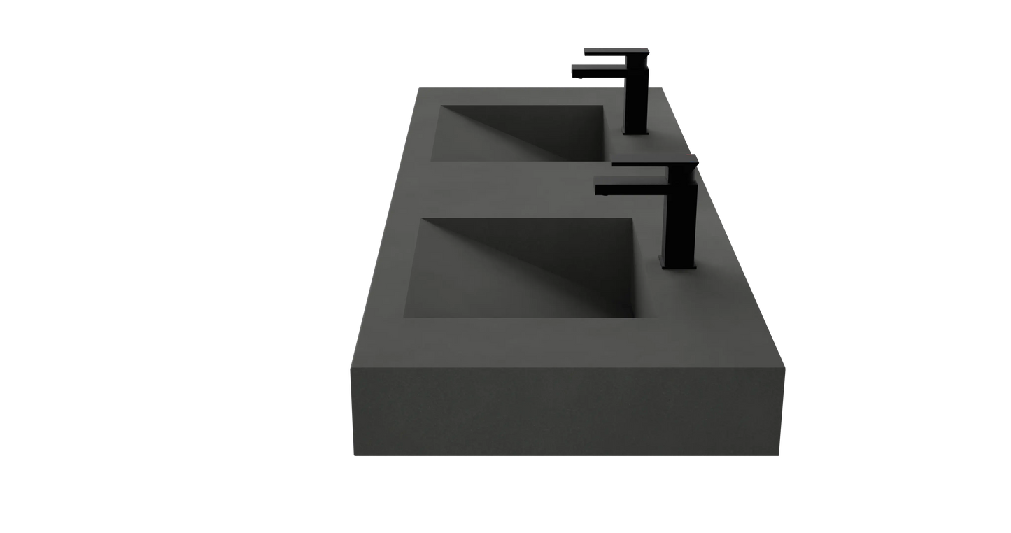 60" Wall Hung With 2 x 17" Concrete Ramp Sinks CustomCreteWerks