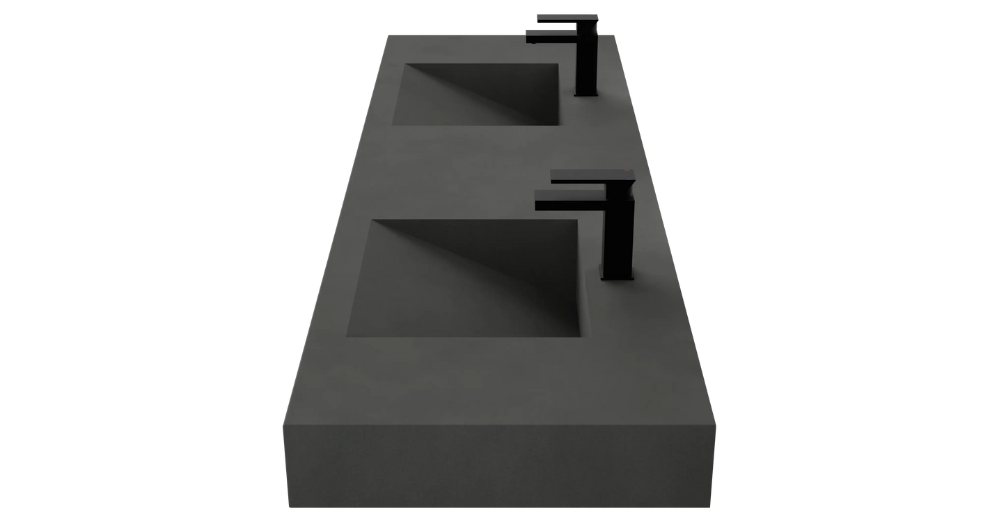 72" Wall Hung With 2 x 17" Concrete Ramp Sinks CustomCreteWerks
