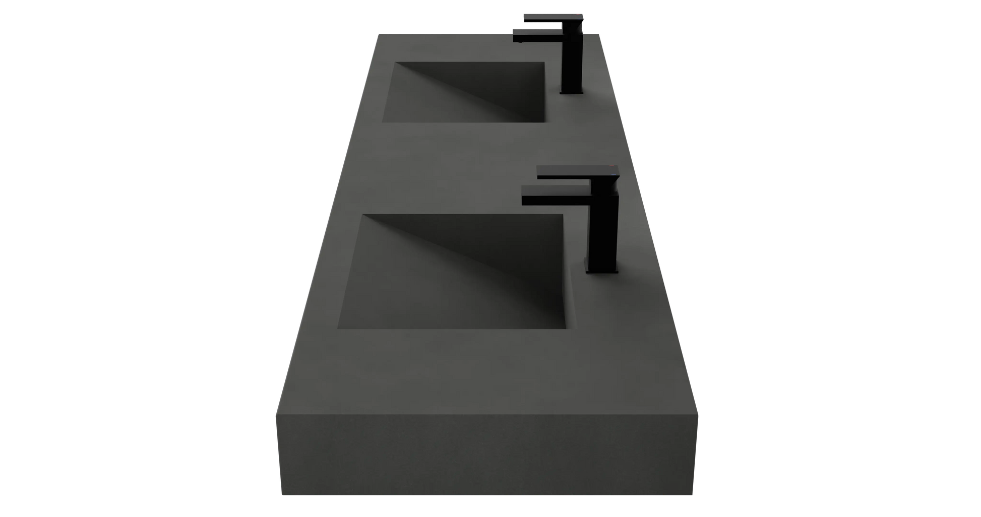 72" Wall Hung With 2 x 17" Concrete Ramp Sinks CustomCreteWerks