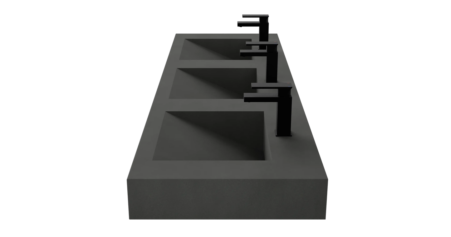 72" Wall Hung With 3 x 17" Concrete Ramp Sinks CustomCreteWerks