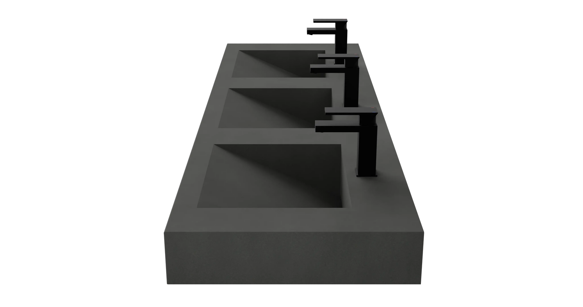 72" Wall Hung With 3 x 17" Concrete Ramp Sinks CustomCreteWerks
