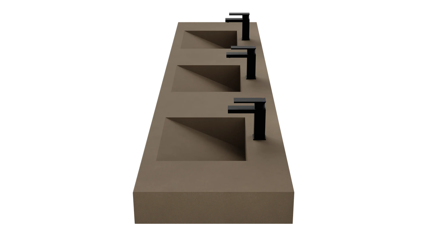 96" Wall Hung With 3 x 17" Concrete Ramp Sinks CustomCreteWerks