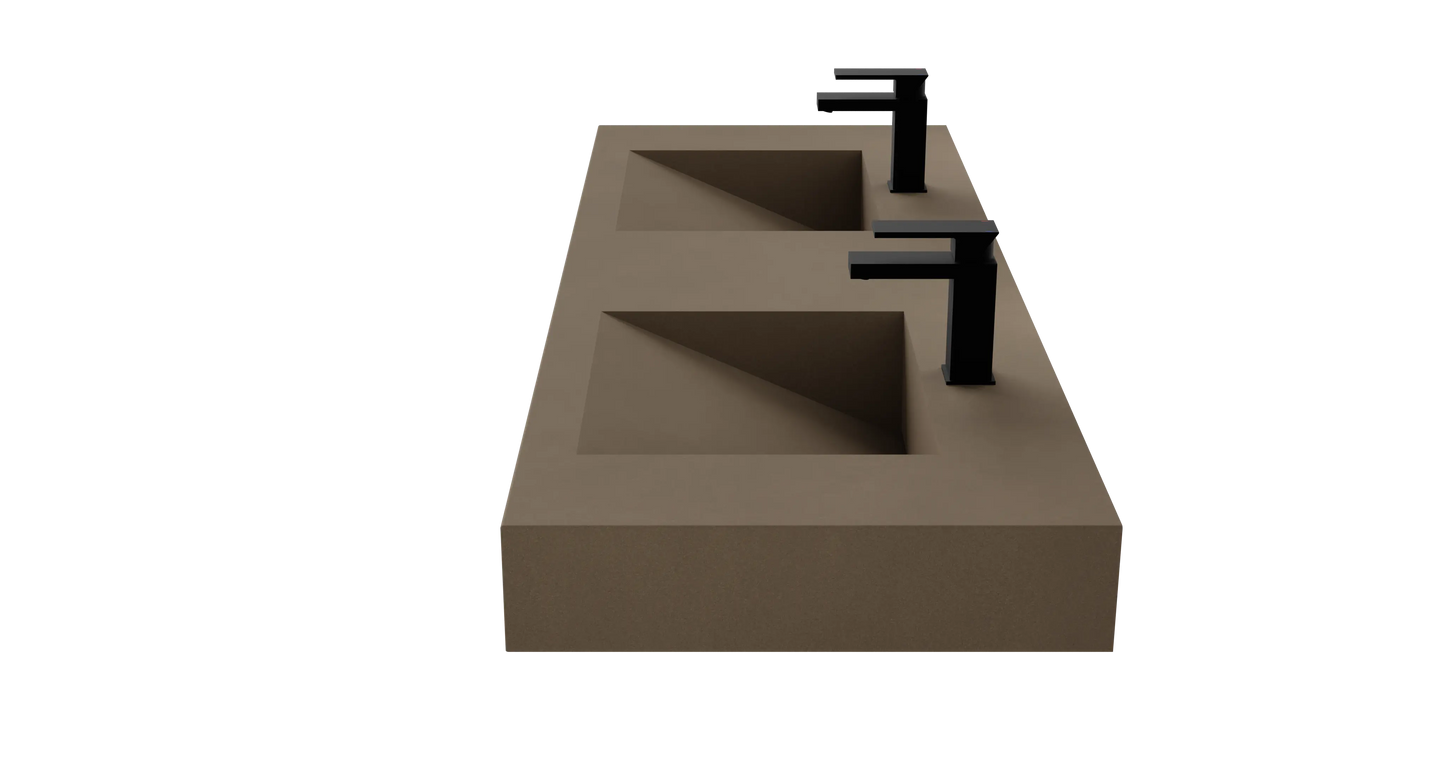 60" Wall Hung With 2 x 17" Concrete Ramp Sinks CustomCreteWerks