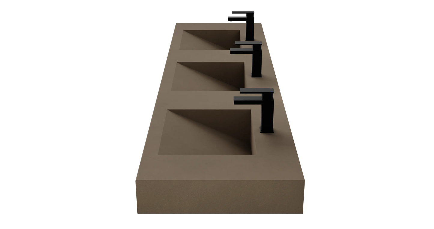 84" Wall Hung With 3 x 17" Concrete Ramp Sinks CustomCreteWerks