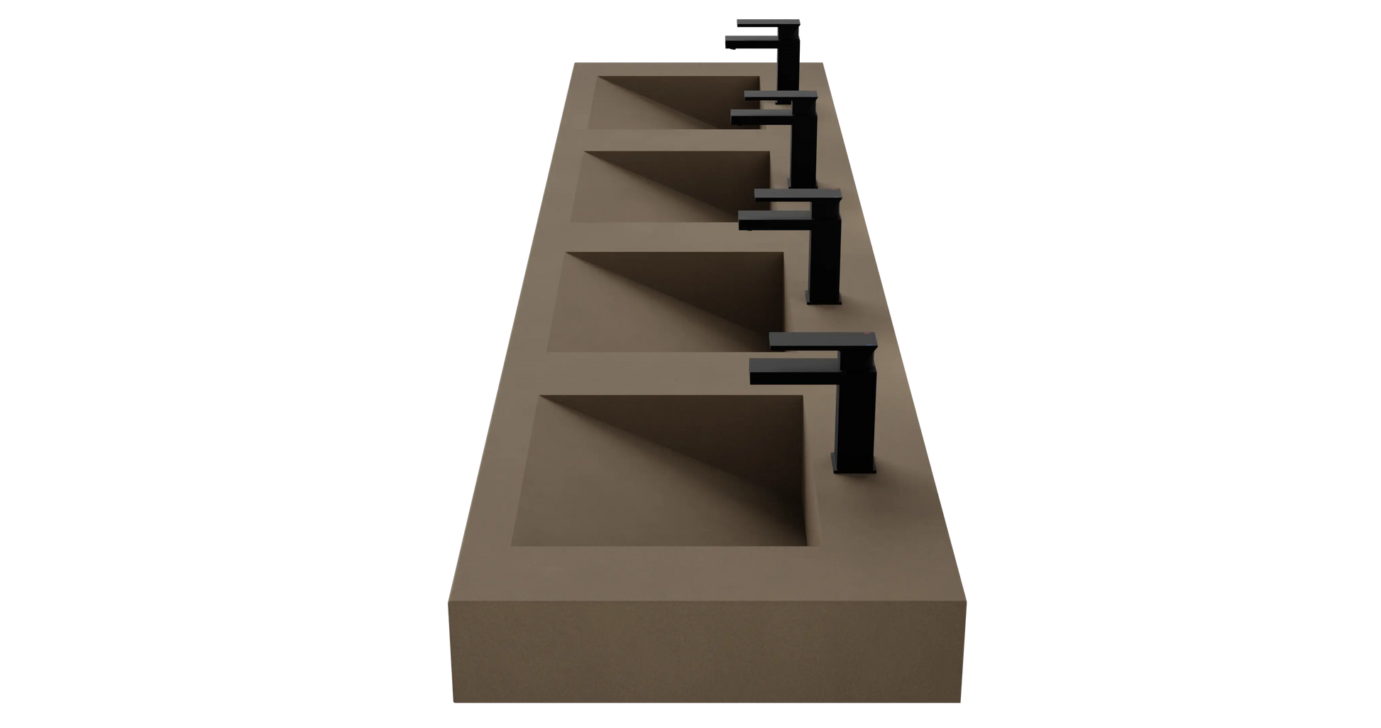 96" Wall Hung With 4 x 17" Concrete Ramp Sinks CustomCreteWerks