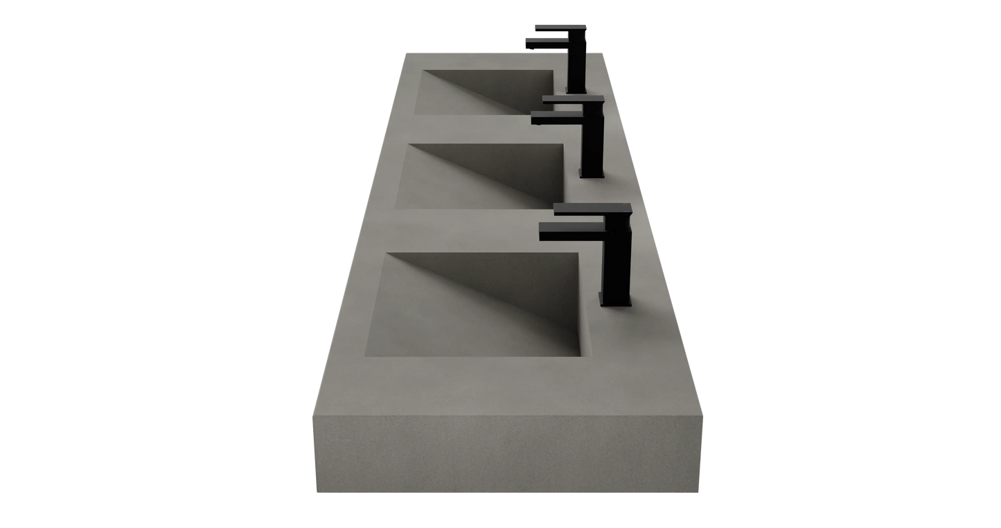 84" Wall Hung With 3 x 17" Concrete Ramp Sinks CustomCreteWerks