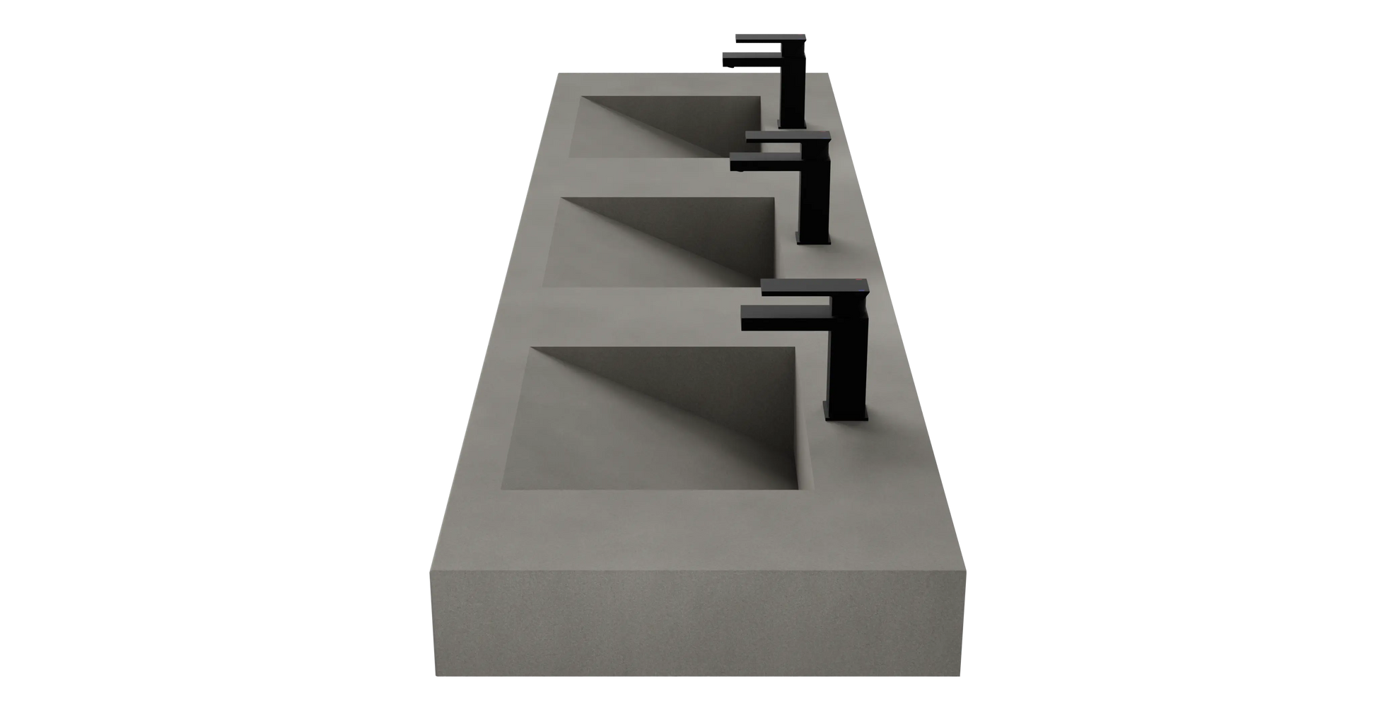 84" Wall Hung With 3 x 17" Concrete Ramp Sinks CustomCreteWerks