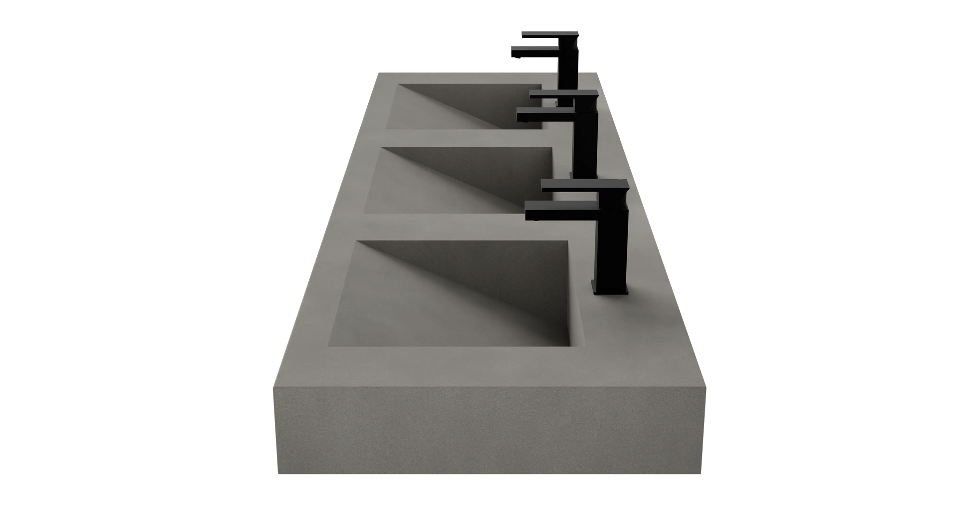 72" Wall Hung With 3 x 17" Concrete Ramp Sinks CustomCreteWerks