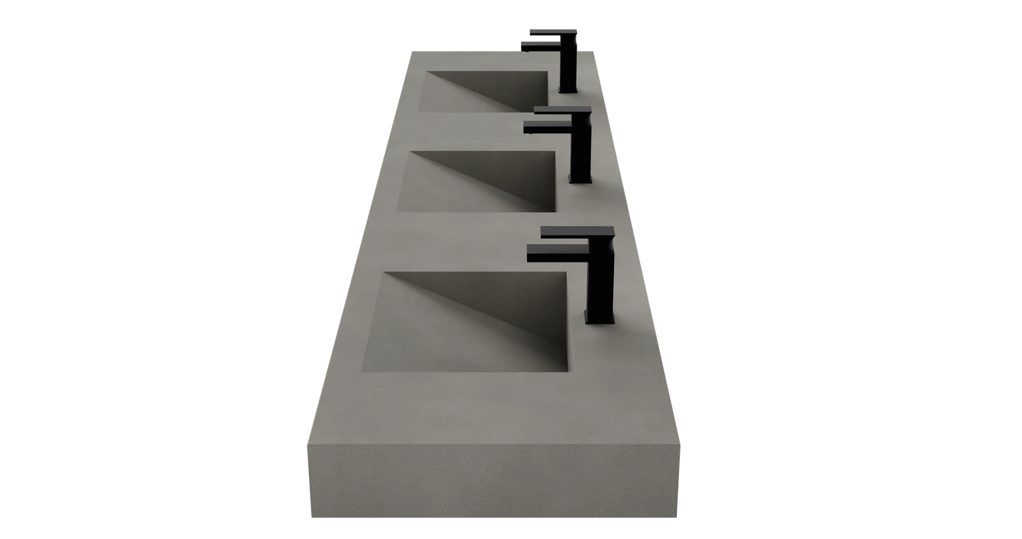 96" Wall Hung With 3 x 17" Concrete Ramp Sinks CustomCreteWerks